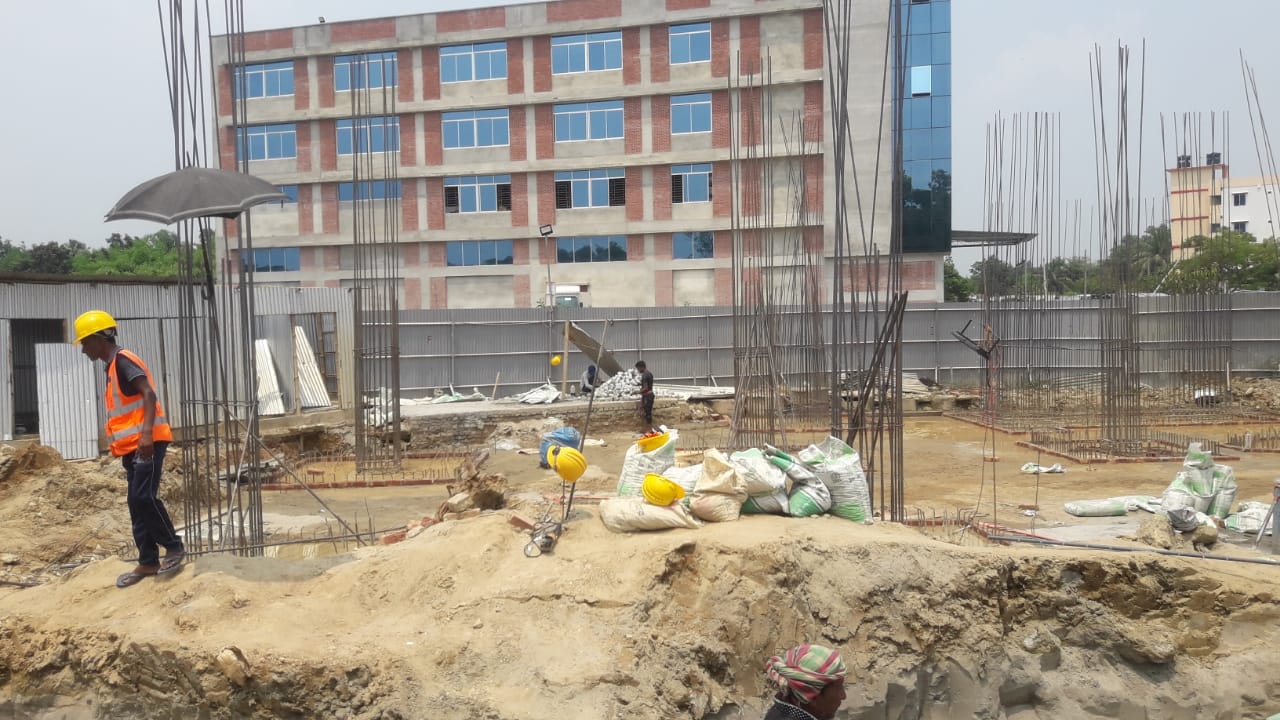 Construction of 6 storied factory building with semi basement